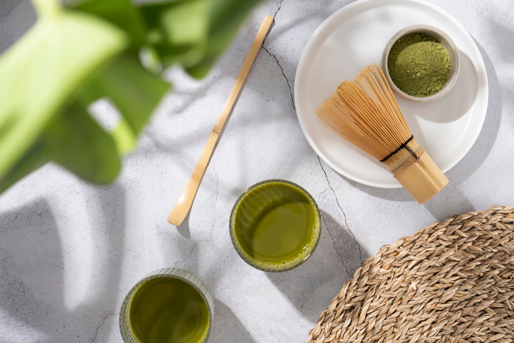 top-view-green-matcha-still-life